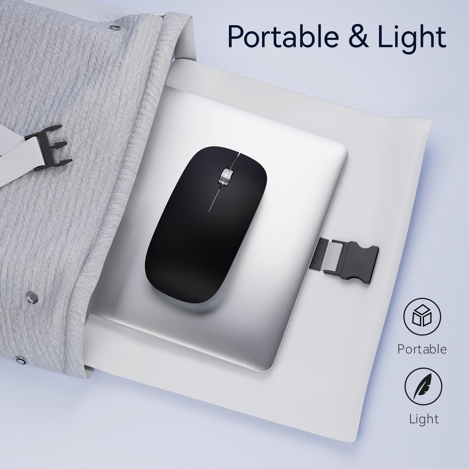 Uiosmuph G11 Mouse Wireless Ricaricabile, Mouse Senza Fili Silenzioso, 2,4 GHz con Ricevitore di Tipo C e USB per Laptop/PC/Mac/Chromebook,Nero