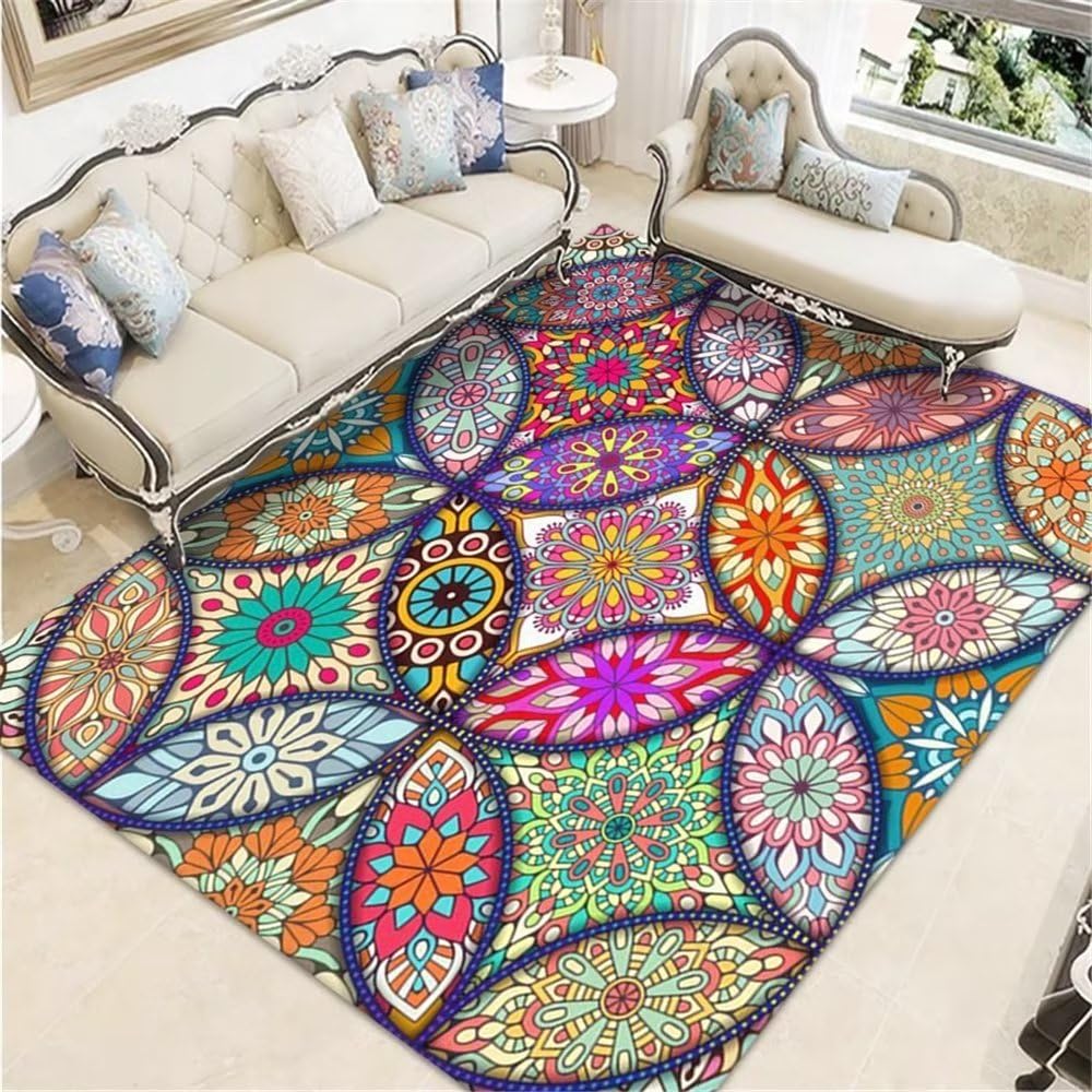 Tapis de salon rouge floral en plusieurs tailles pour chambre enfant et bureau