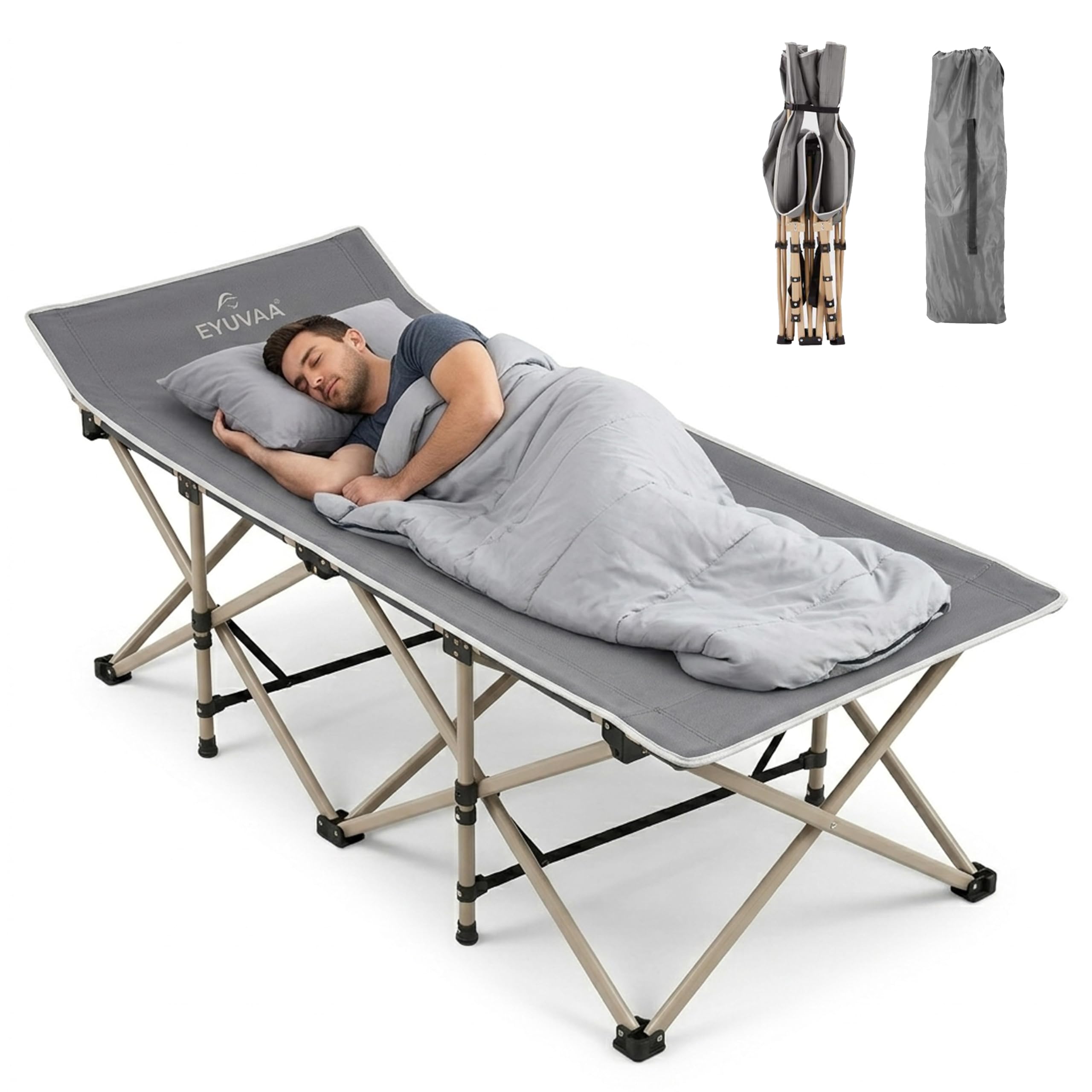 EYUVAA LABEL Camping Bed for Adults, 75 Inch Folding Bed with Carry Bag, Portable Camping Cot, Heavy Duty Steel Frame, Foldable Sleeping Cot for Camping, Travel, Trekking, Home & Office Use-image-13