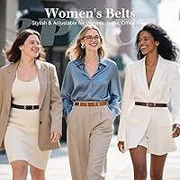 Vista 13 de VONMELLI Paquete de 3 cinturones de mujer para pantalones vaqueros, cinturón de vestir con hebilla dorada