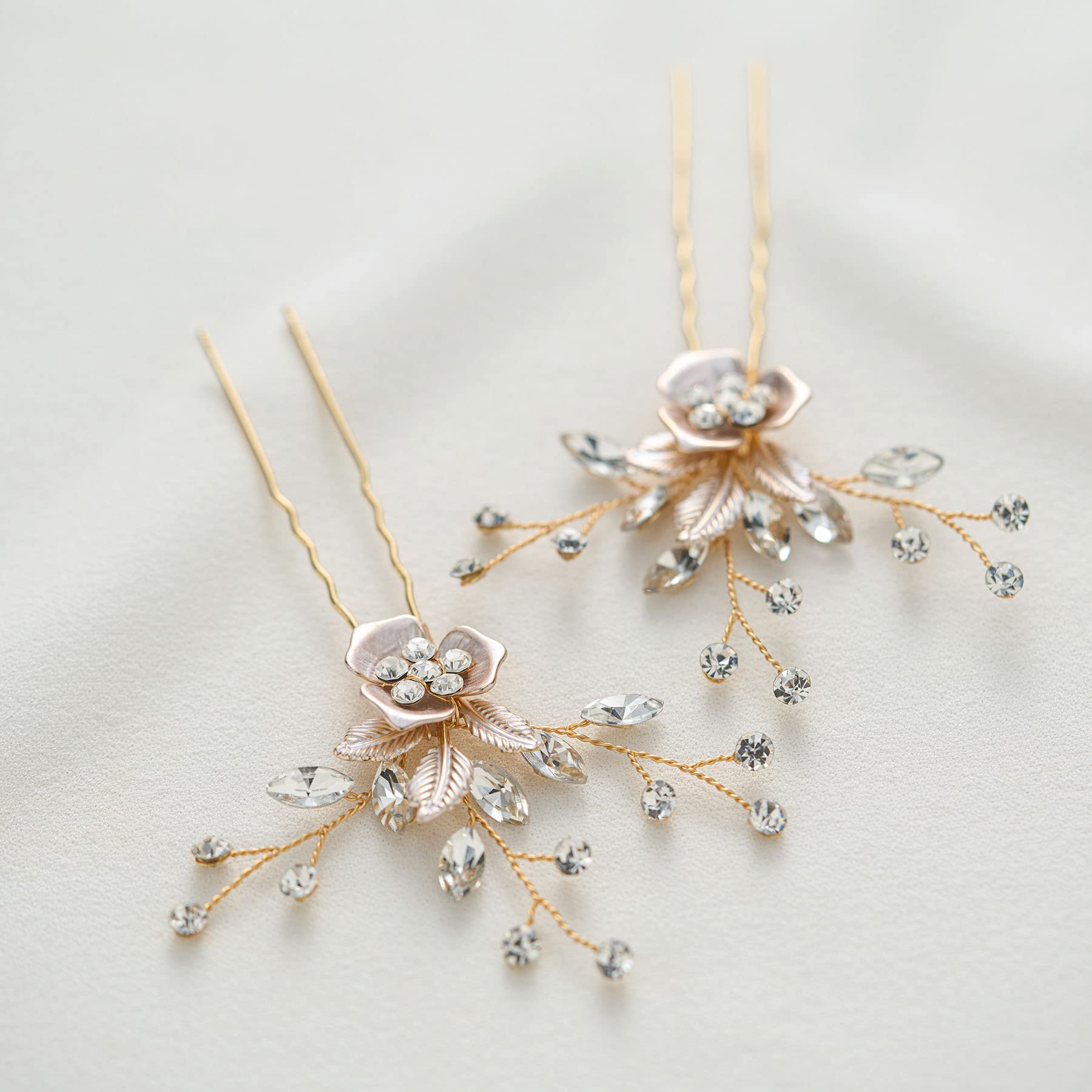 Amazon.com : SWEETV 2Pcs Wedding Hair Pins Bridal Rhinestone  display picture 1