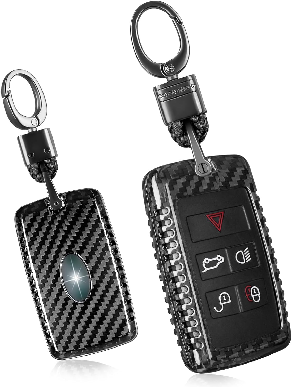 T-carbon Real Carbon Fiber Key Fob Cover Compatible with LanRover,Key Fob Protector Case with Keychain Compatible with Defender 110 S Dsicovery Vogue Sport Dsicovery HSE Velar