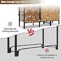 Vista 3 de KYATE - Estante para leña de 4 pies para exteriores con cubierta, soporte para almacenamiento de leña para chimenea, soporte resistente