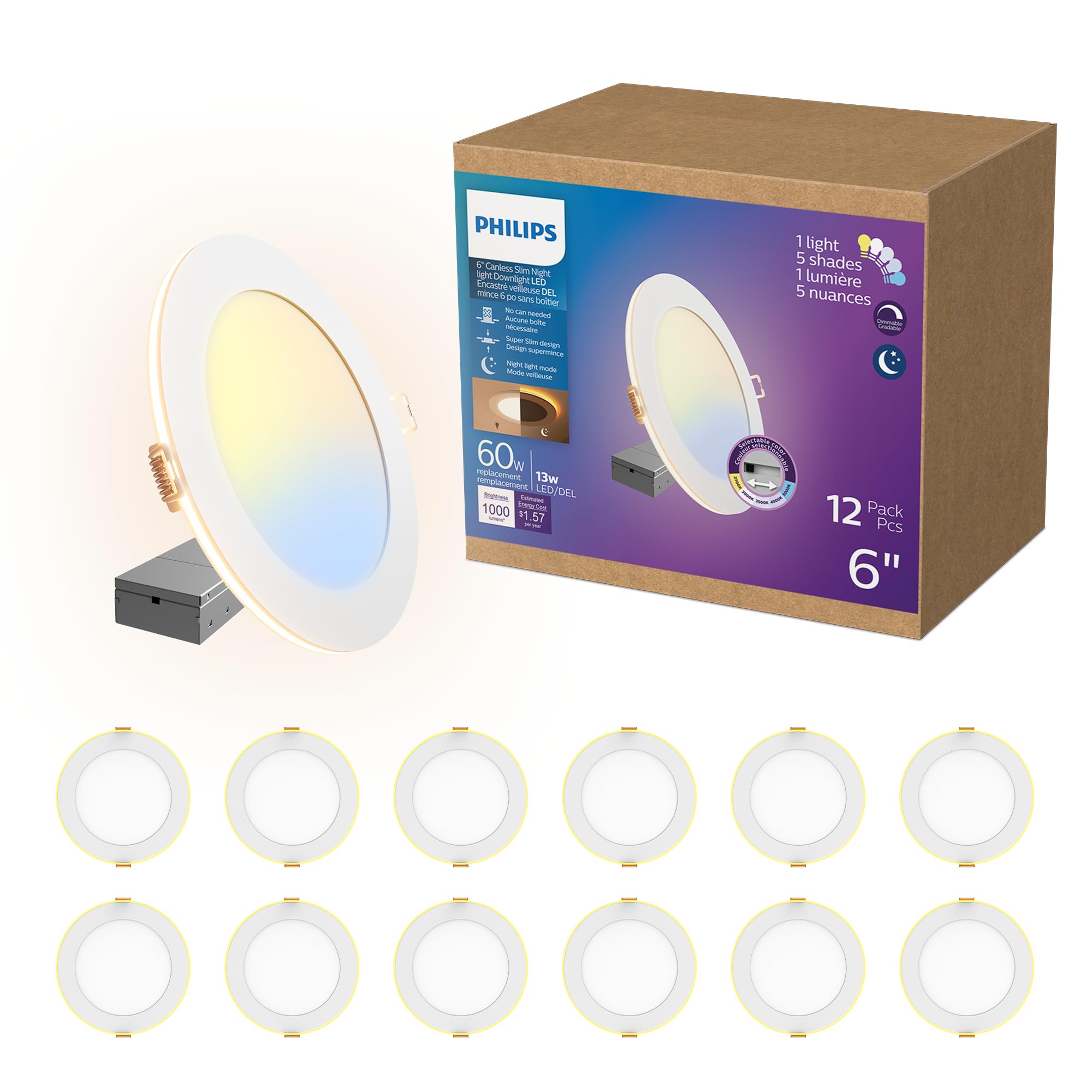 Amazon.co.jp: Philips LED 6インチ スリム ナイトライト ダウンライト