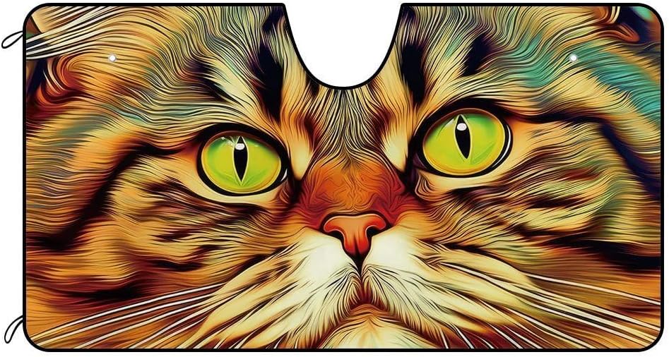 American Bobtail Exotic Shorthair Cat Windshield Sunshade for Car Truck SUV Cute Pet Face Front Windows Sunshade Blocks UV Rays Sun Heat 51x26.8 Inch Style 2
