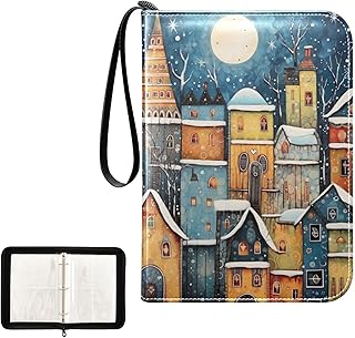 Christmas House Winter Waterproof Trading Card Binder,400-Pocket Trading Album Display Holder,Display Case with Card Sleeves Set for Soccer Card,Gaming Cards,and Other TCG 2011631