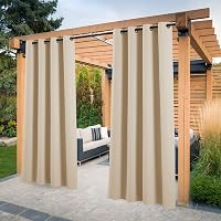 PONY DANCE Kültéri Függöny Szemcsés Fűzéssel, UV Védelem, Terasz Függöny 213x132cm Biscotti Bézs 2db 1