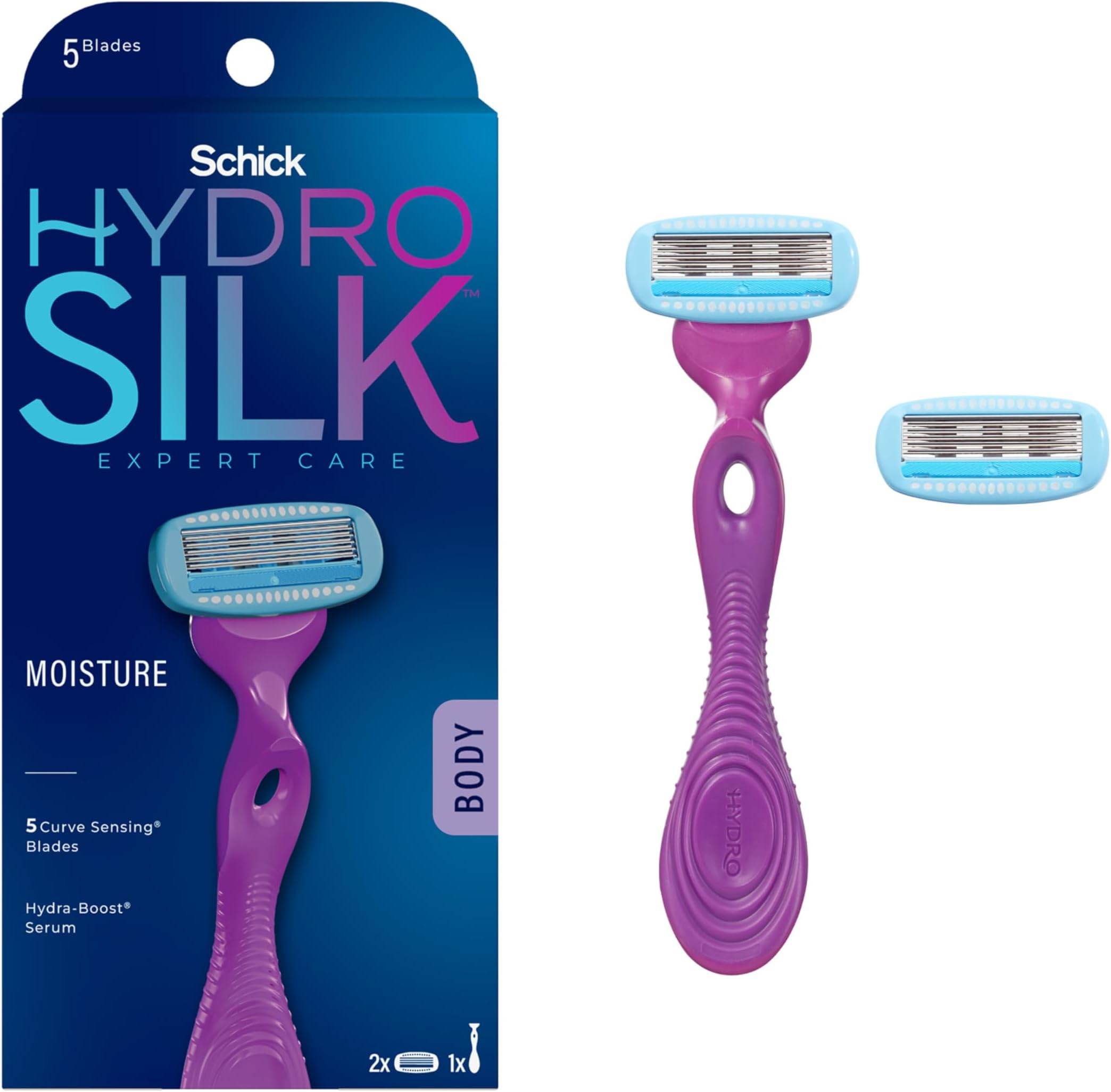 Hydro Silk Razor for Women With 2 Moisturizing Blade Refills