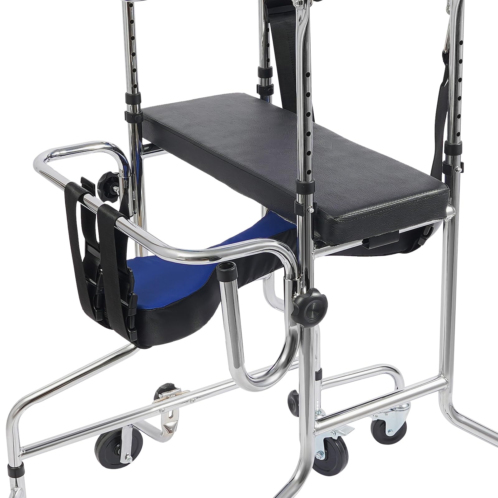 Andador para personas mayores, marco de rehabilitación hemiplejía con 10 niveles ajustables, altura de 5 niveles de ancho, andador para adultos, 8 ruedas con frenos, para personas de 150-180 cm