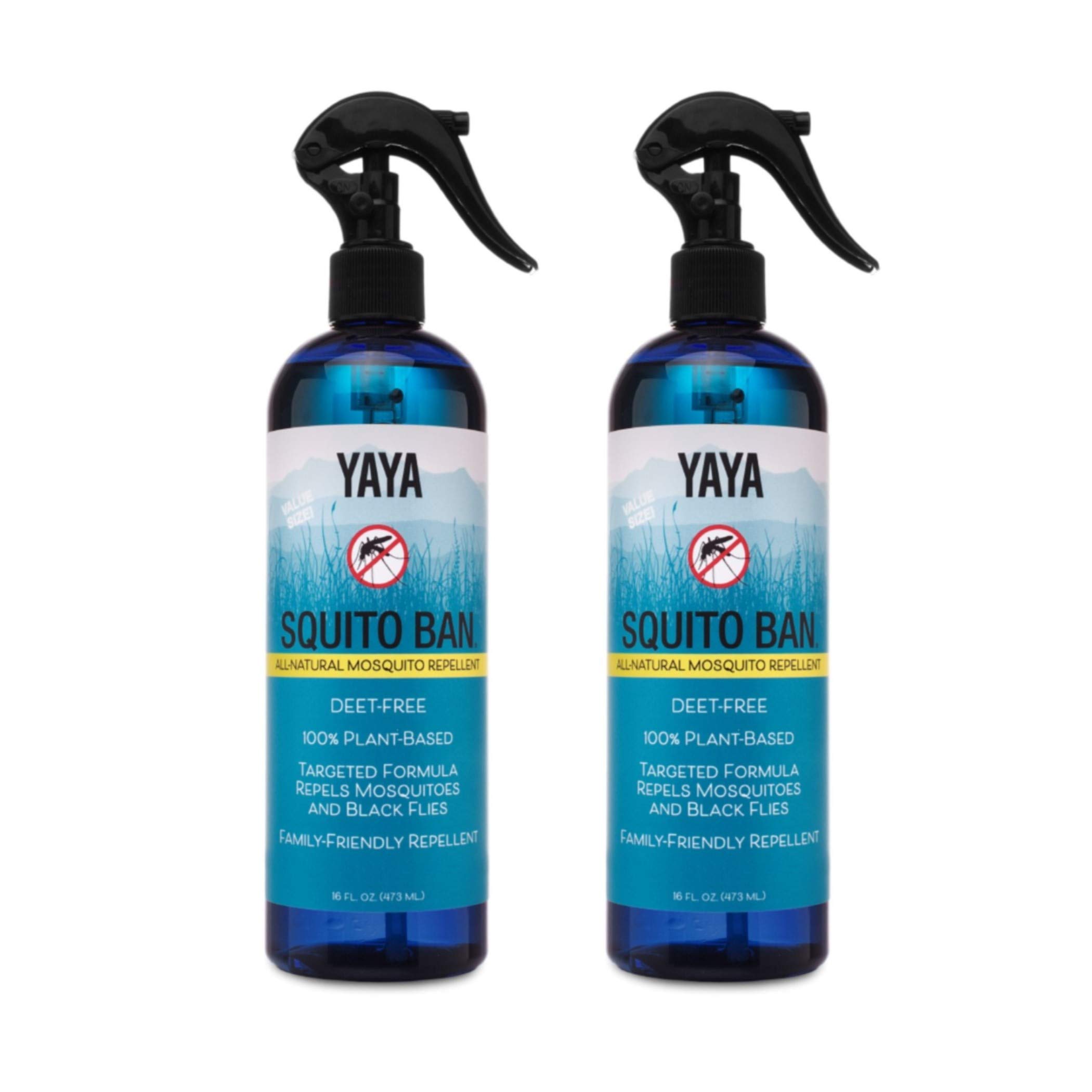 Yaya Organics Mosquito Repellent | All Natural Bug Spray Made with Essential Oils, Family Friendly, Deet-Free | 16 Ounce Spray, 2-Pack