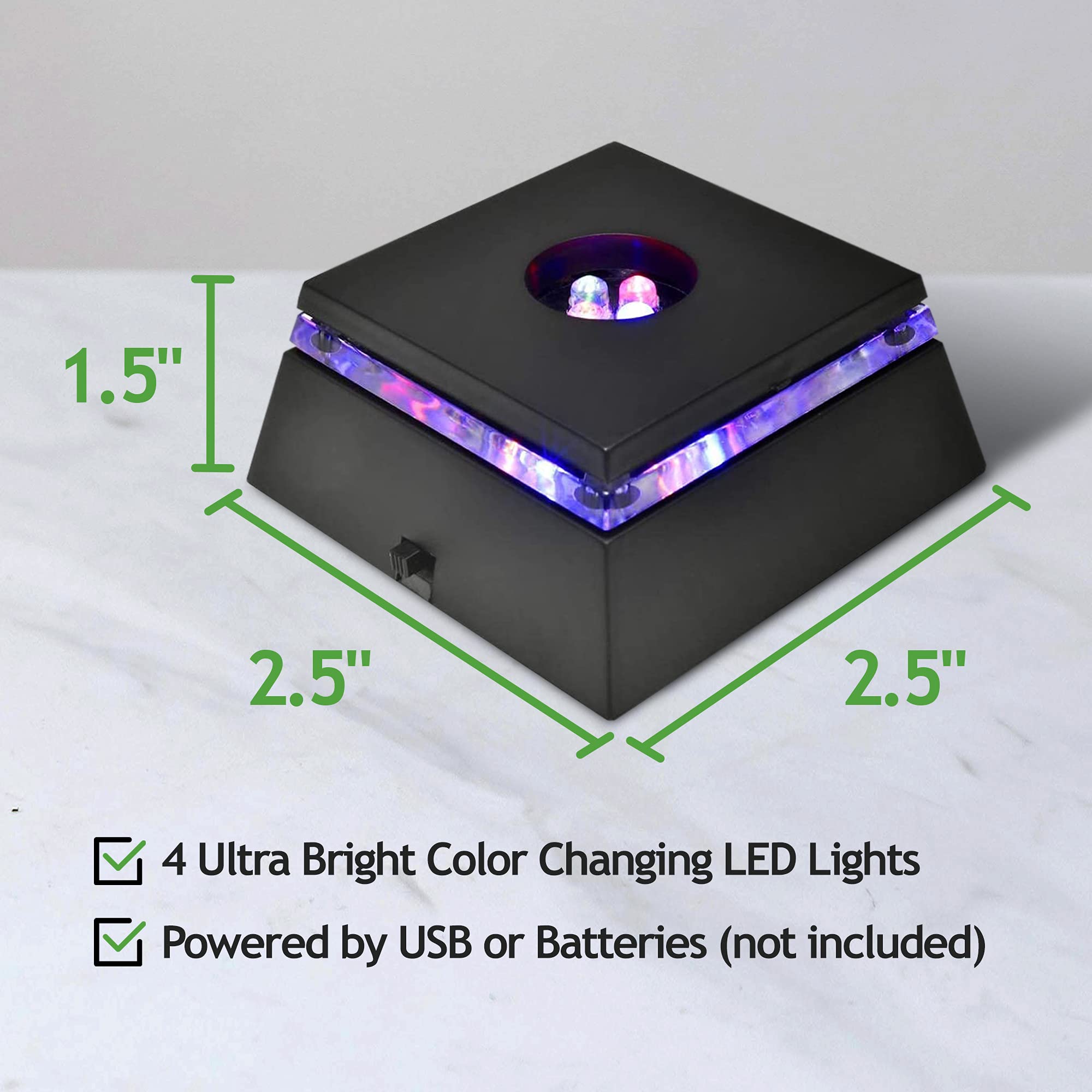 ASENTE ColorChanging LED Crystal Stand Display Base w/Mirror Top 2.5