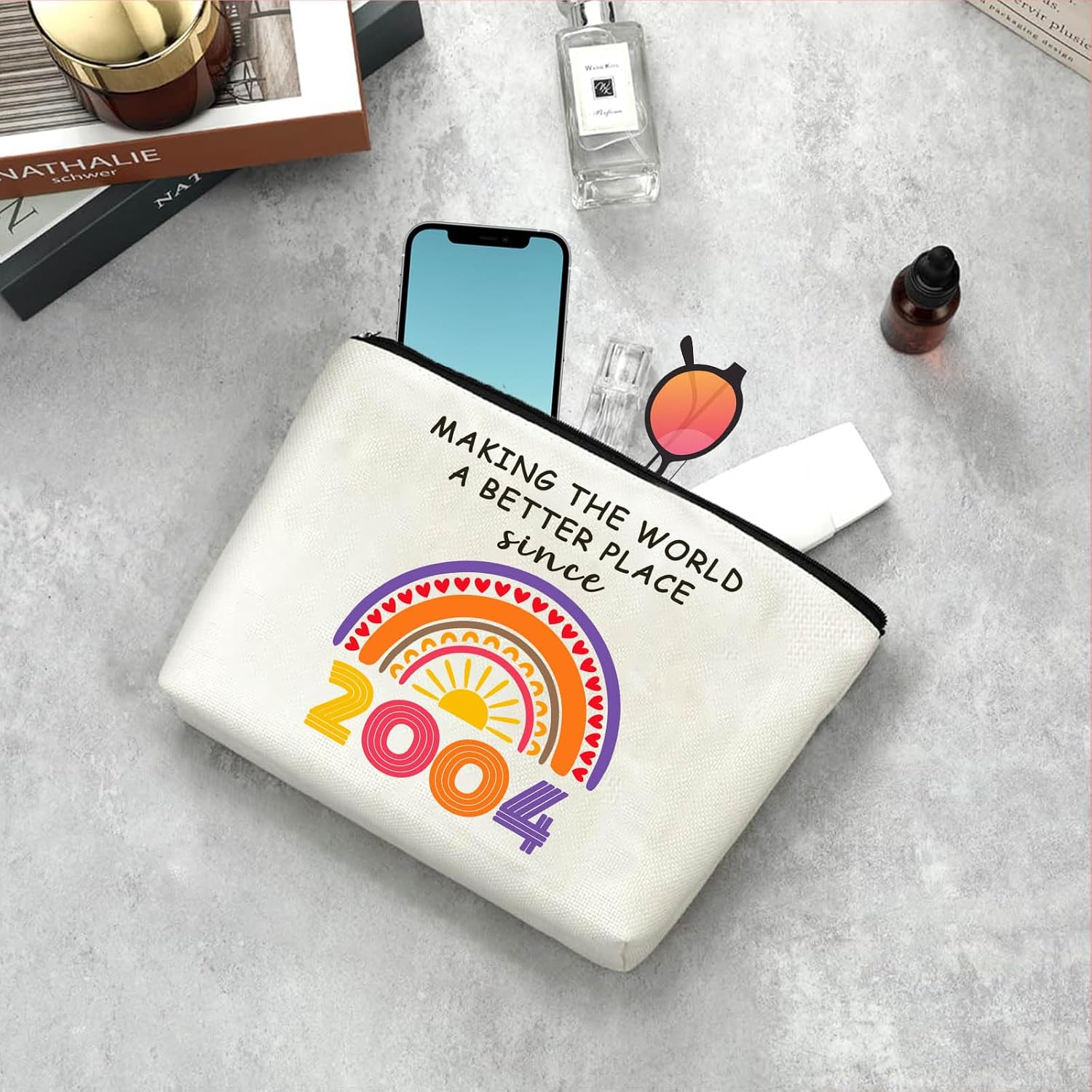 22nd Birthday Gifts for Her Funny 2004 Themed Makeup Bags for Teenage Girls Stuff, Girls, Friends, Daughter, Cosmetic Bag Travel Pouch 22-Year-Old Birthday Decorations image 5