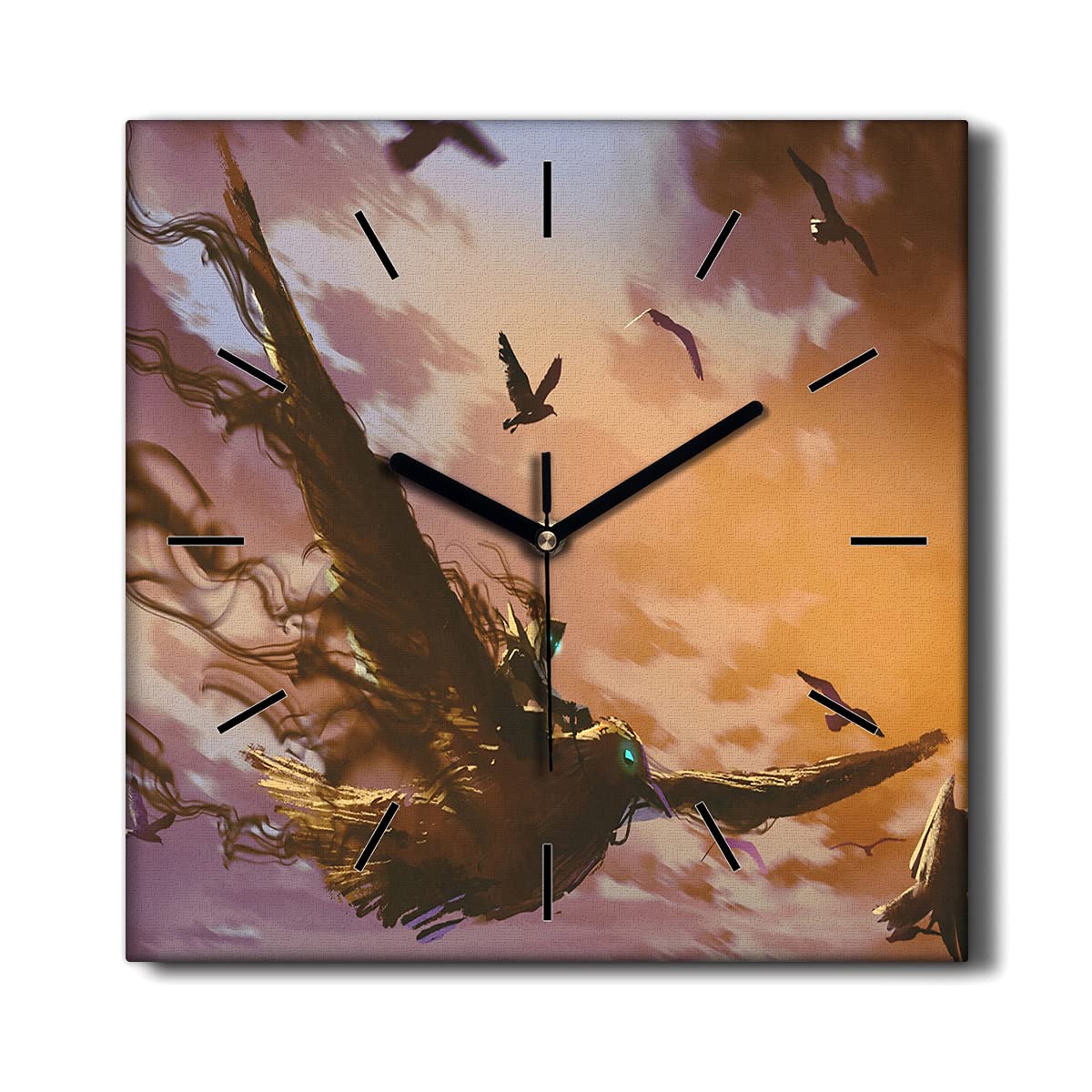Horloge sur Toile 30x30cm Décoration Murale de Salon de Qualité Supérieure