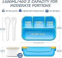 Vista 3 de Lonchera para niños, lonchera Bento para niñas y niños, para la escuela, contenedores de almuerzo para adultos y niños con 4 compartimentos