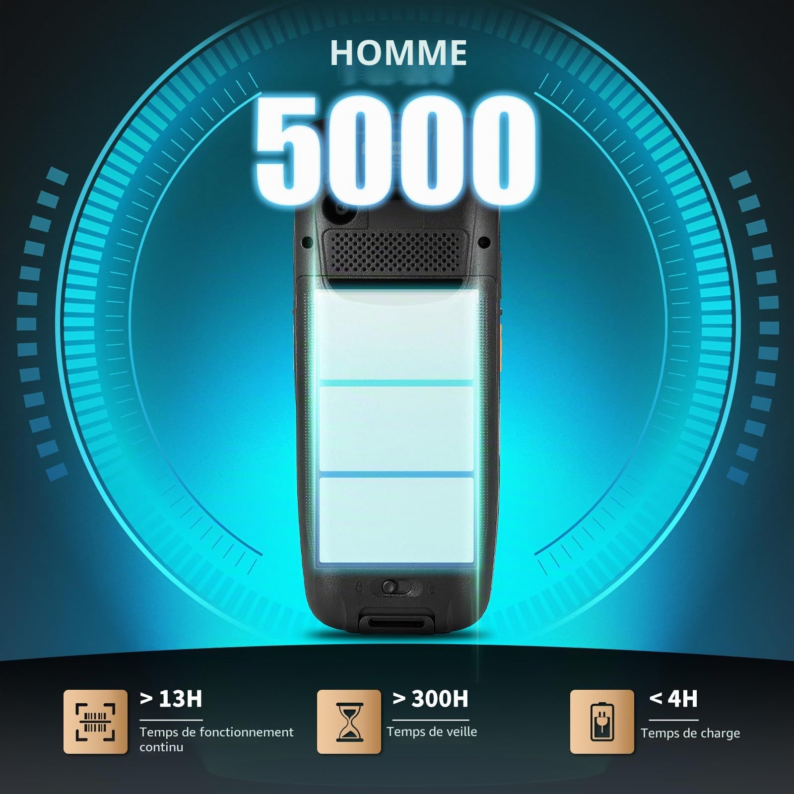 NETUM Q500 Scanner Code-Barres Portable Android 11, 4+64GB, Honeywell HS7 1D 2D, Écran Tactile 4", IP67 Wi-Fi 4G BT NFC PDA