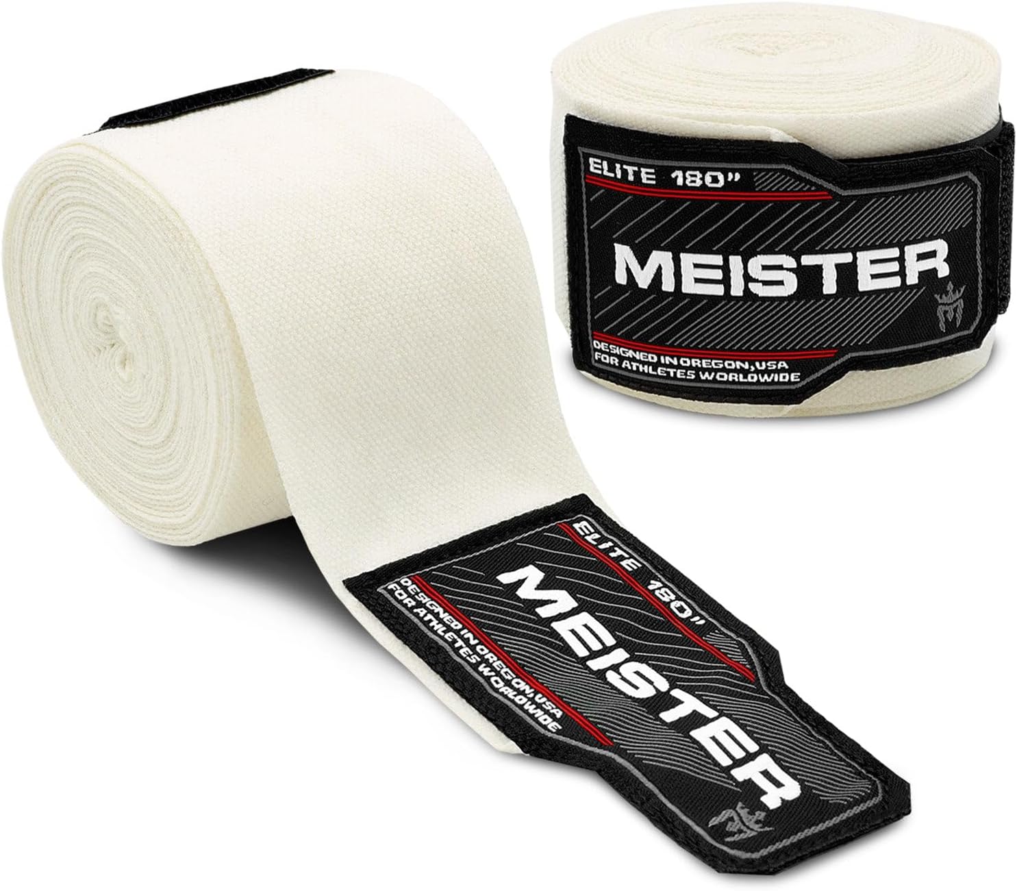 Meister Elite 180" Premium Elastic Hand Wraps for Boxing, MMA, Muay Thai - Adult Pair with Max Protection