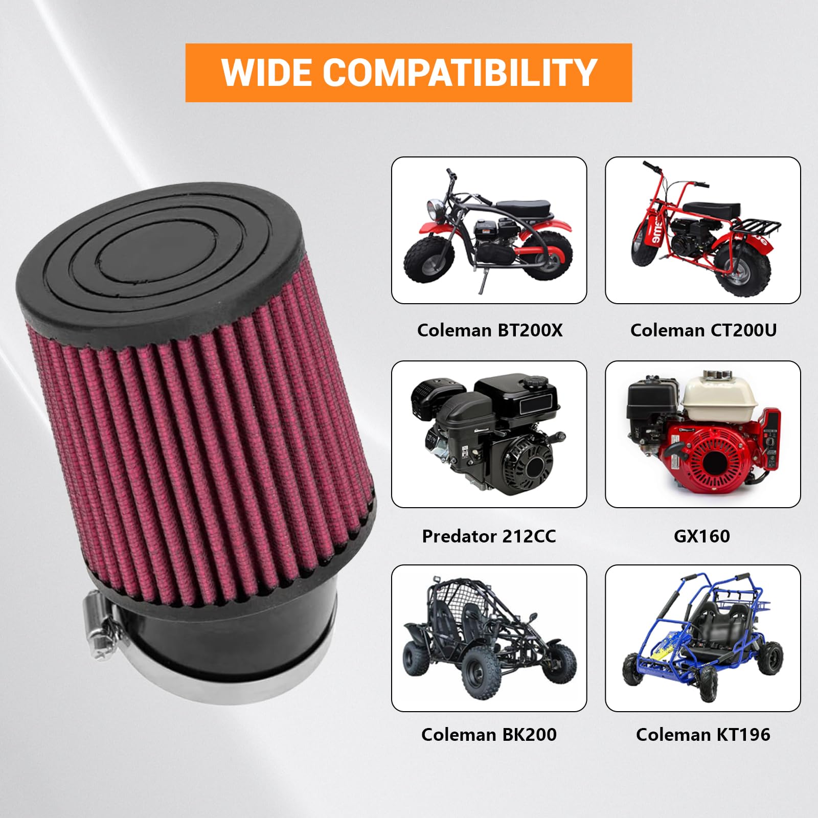 62mm Mini Bike Air Filter for Honda GX160 GX200 GX390 Clone Engine Parts