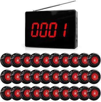 30 Waterproof Nurse Alert Call Buttons and 1 Display Receiver for Clinic Nurses Station Restaurant Nursing Home