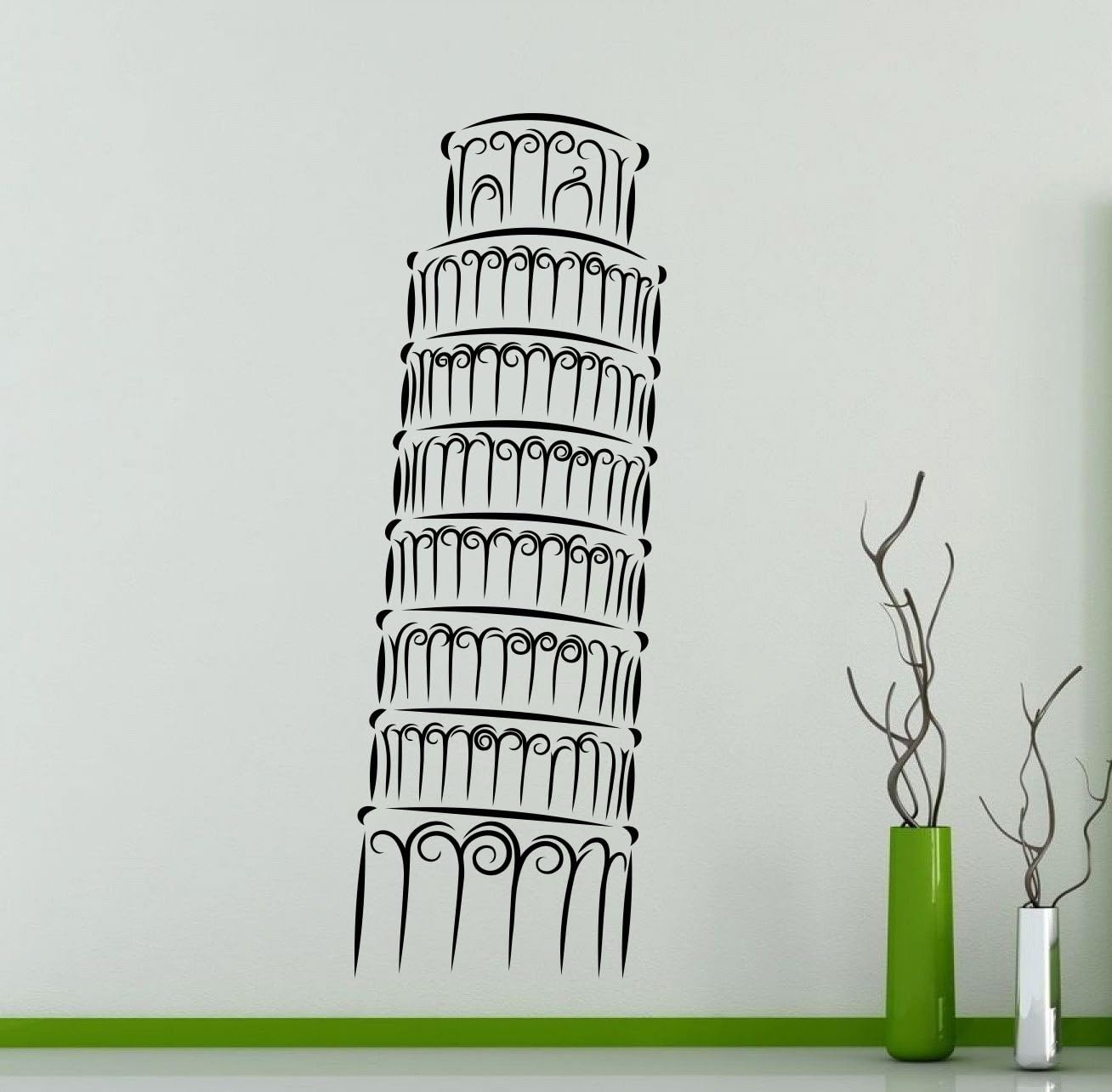 Leaning Tower of Pisa Wall Decal Italy Italian Vinyl Sticker Home Nursery Kids Boy Girl Room Interior Art Decoration Any Room Mural Waterproof Vinyl Sticker (135xx)