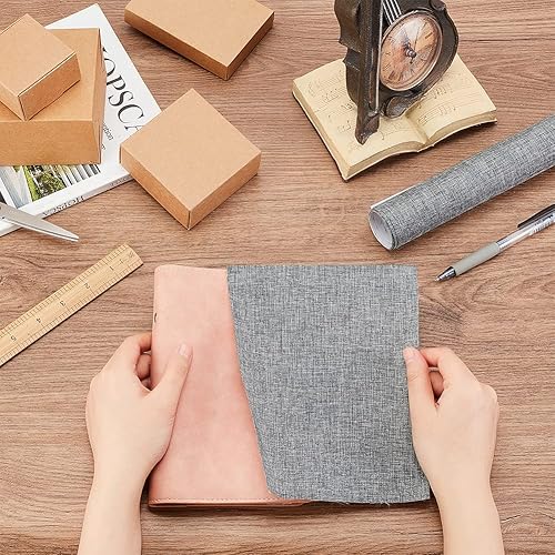 Vista 83 de OLYCRAFT 39.4 x 16.9 pulgadas, tela de imitación de cuero verde oliva para encuadernar libros, superficie de terciopelo con respaldo de papel, tela