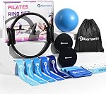 Alerrawia Pilates Ring Set Exercise Equipment with Exercise Bands Resistance Bands Set, Pilates Ball, Sliding Disks – Workout Equipment Home Gym Includes Complete Fitness Poster
