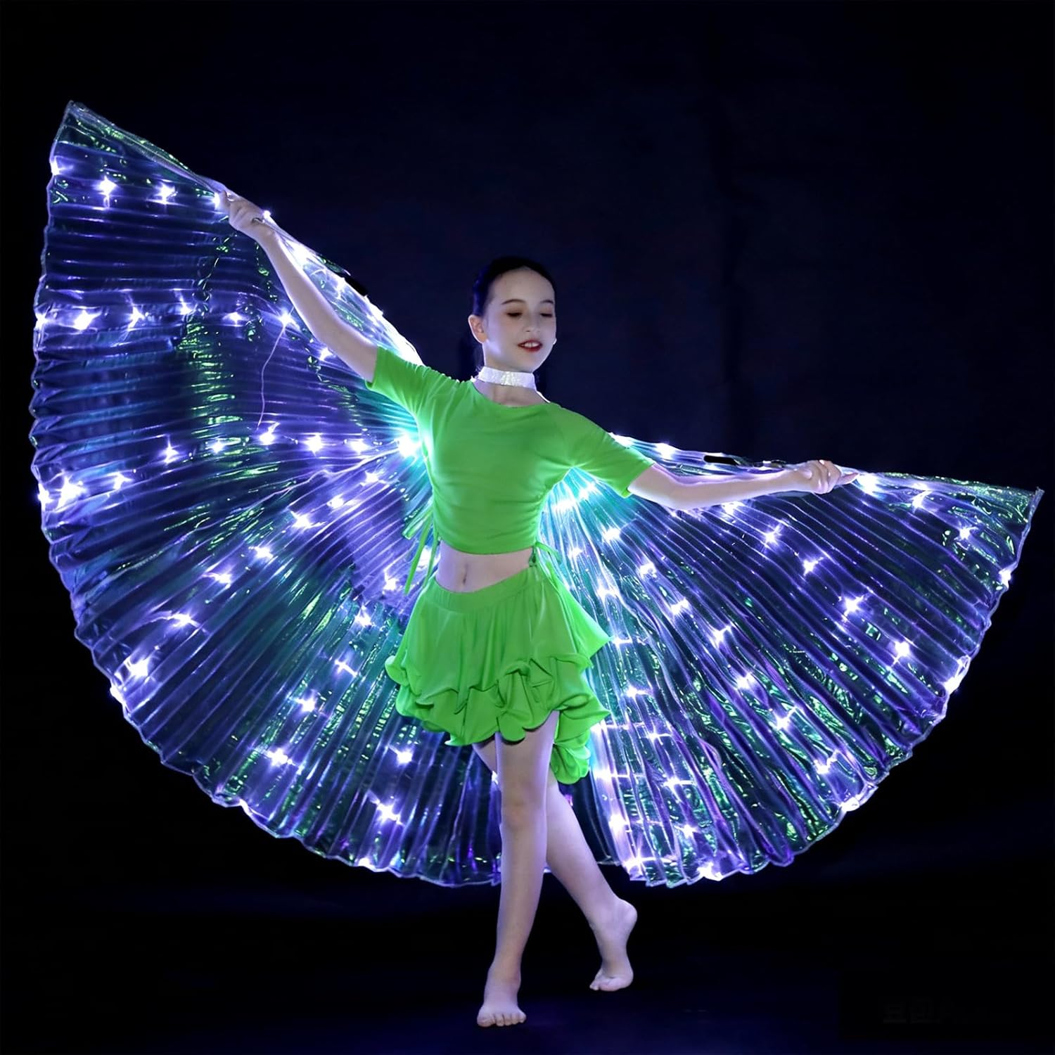 Girls Light up Angel Wings Led Wings Belly Dance Costumes for Halloween Christmas Rave Party - Image 6