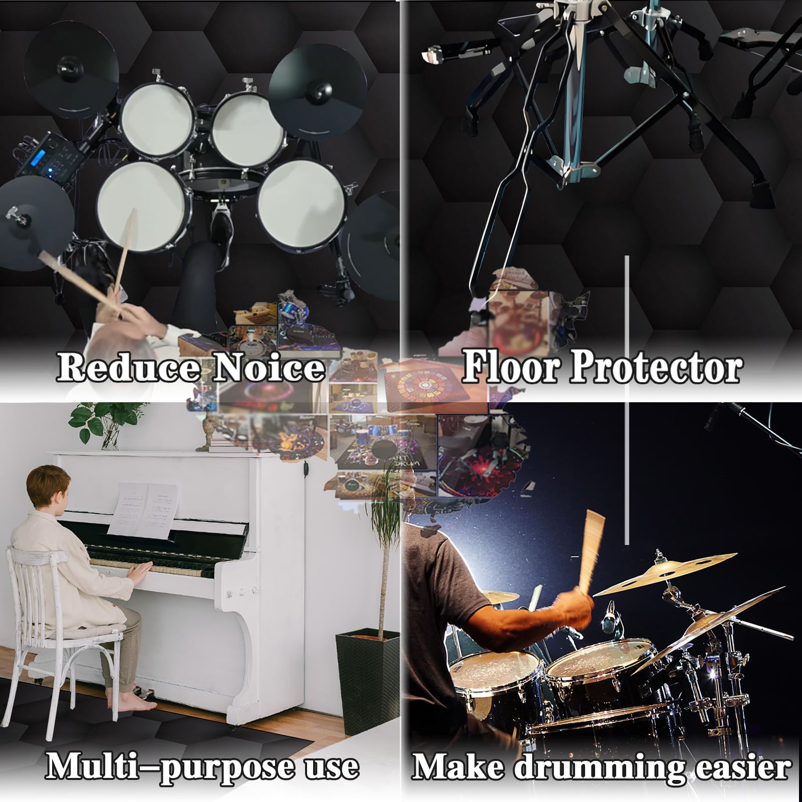 Mata do baterii elektronicznych dźwiękoszczelna mata bębnowa mata ochronna do akcesoriów perkusyjnych instrumenty muzyczne mata podłogowa mata akumulatorowa 180 x 160 cm