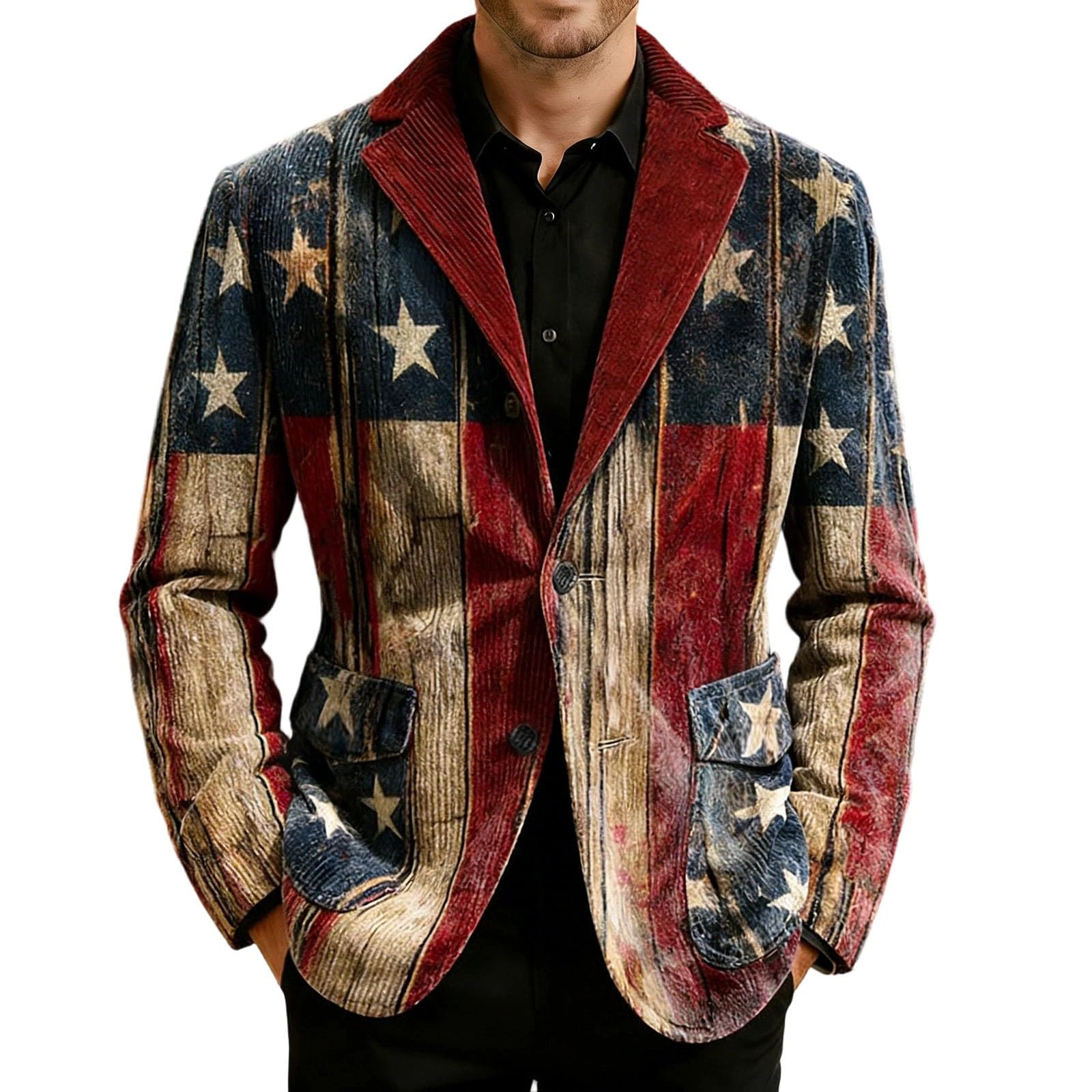 Chaqueta formal de pana de mezclilla resistente para hombre, con diseño estampado occidental, estilo moderno, ropa exterior casual y elegante, para bodas, bailes de graduación