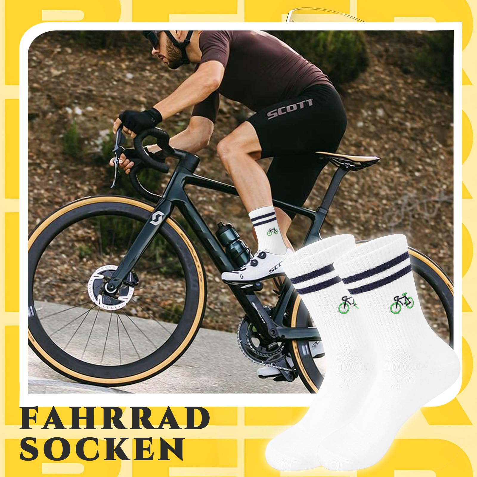 Chaussettes de Vélo Amusantes Motif Cycliste - Chaussettes de Tennis Vélo