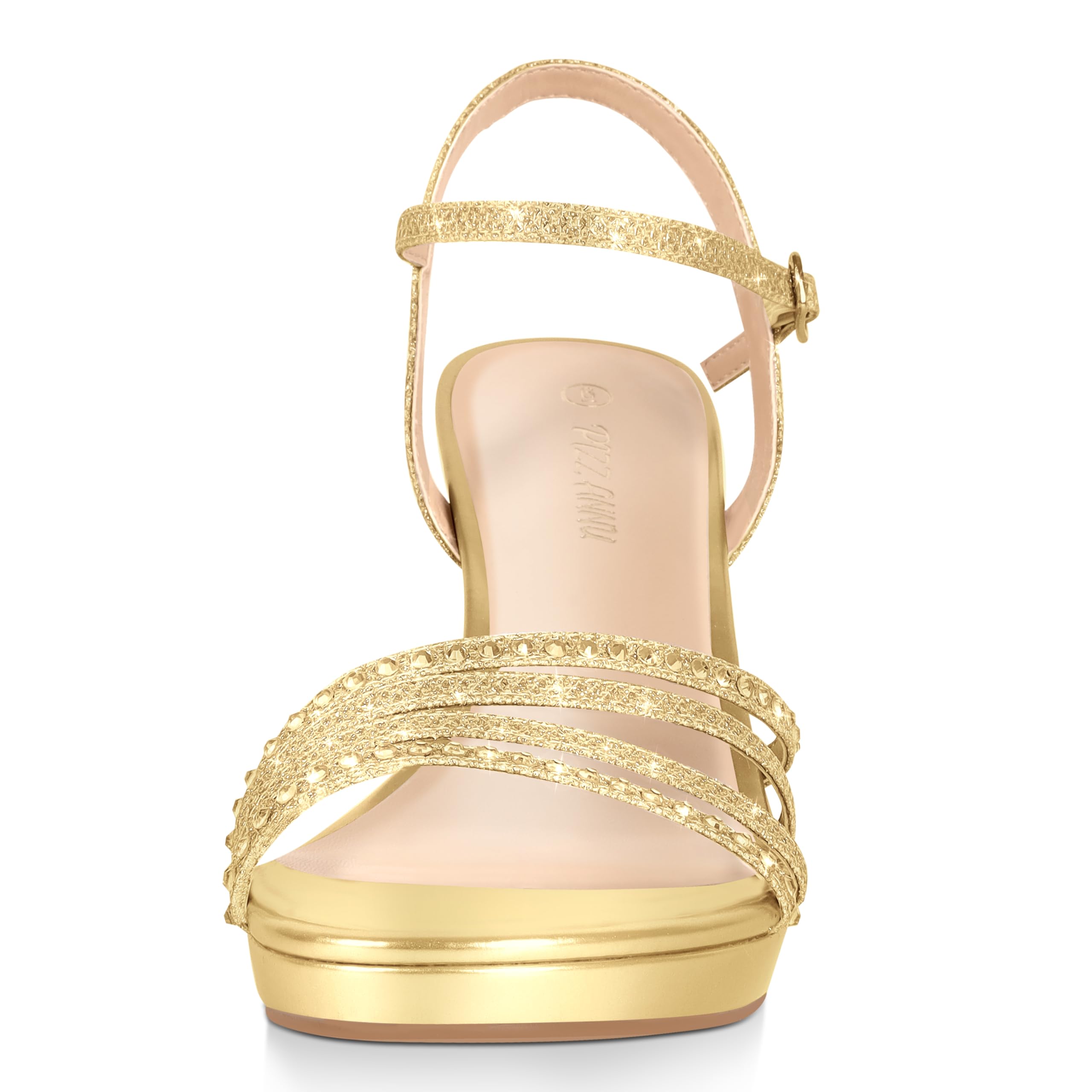PIZZ ANNU Lena, sandali da donna con plateau, tacco alto, con strass scintillanti, punta aperta, cinturino alla caviglia, alla moda, per feste e matrimoni