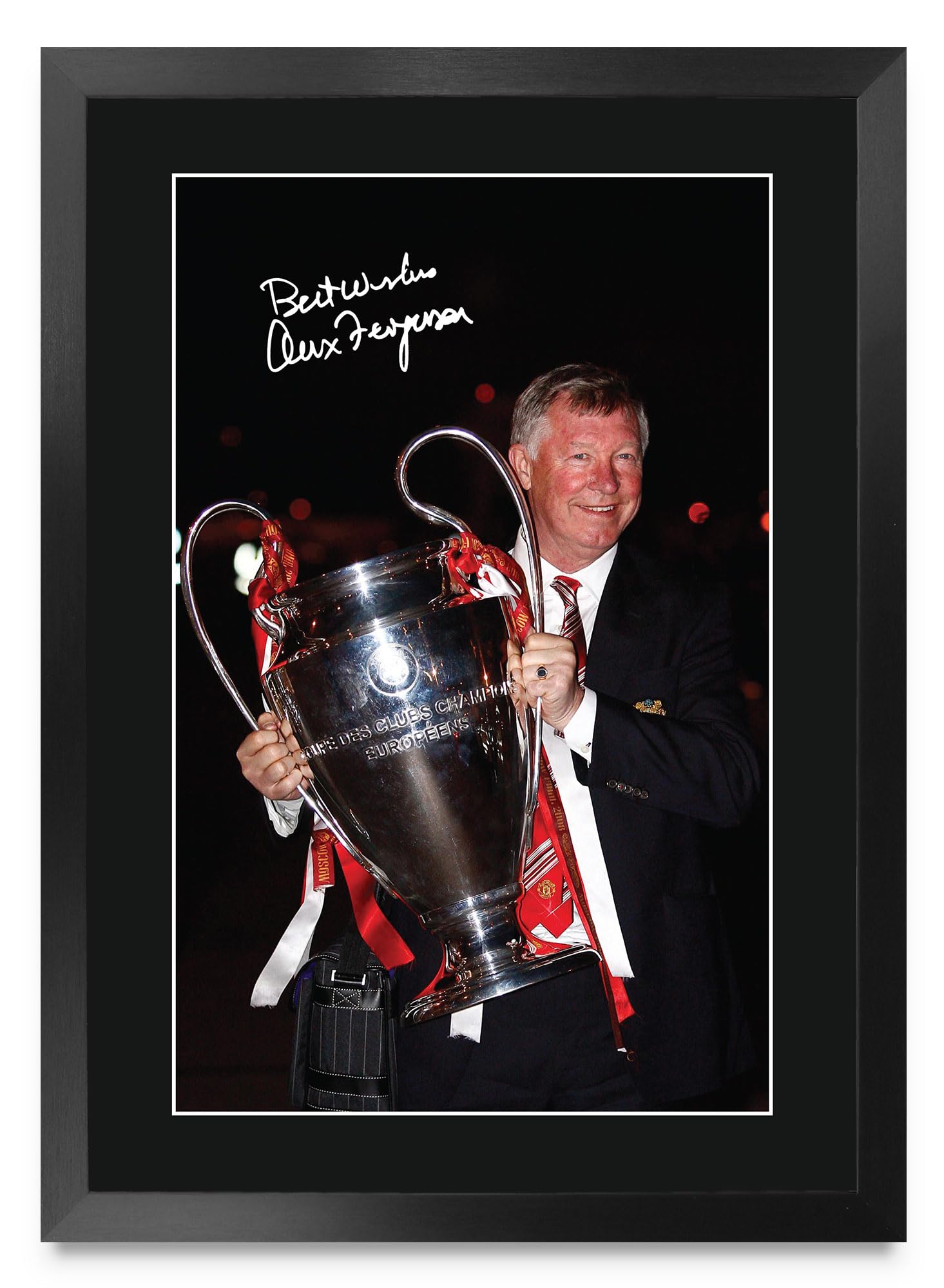Póster de Sir Alex Ferguson enmarcado con autógrafo impreso A3 Red Devils 8