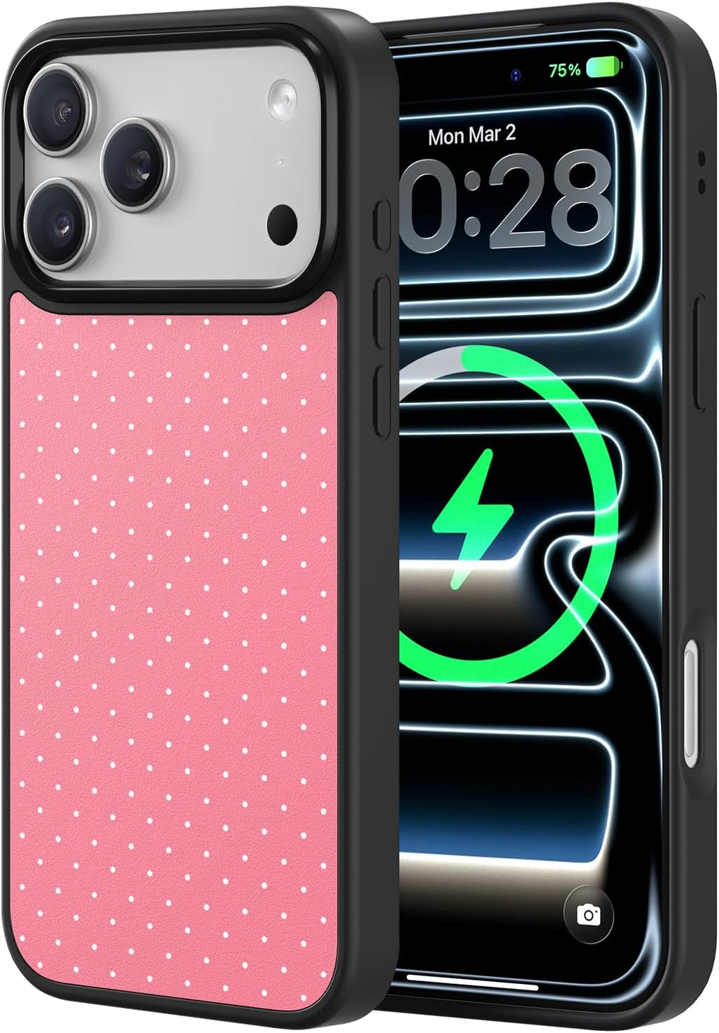 Magnetic Case for iPhone 17, Cute Aesthetic Case with Polka Dots for Women Men Girls, Compatible with MagSafe Slim Hard Shockproof Phone Case, Pink