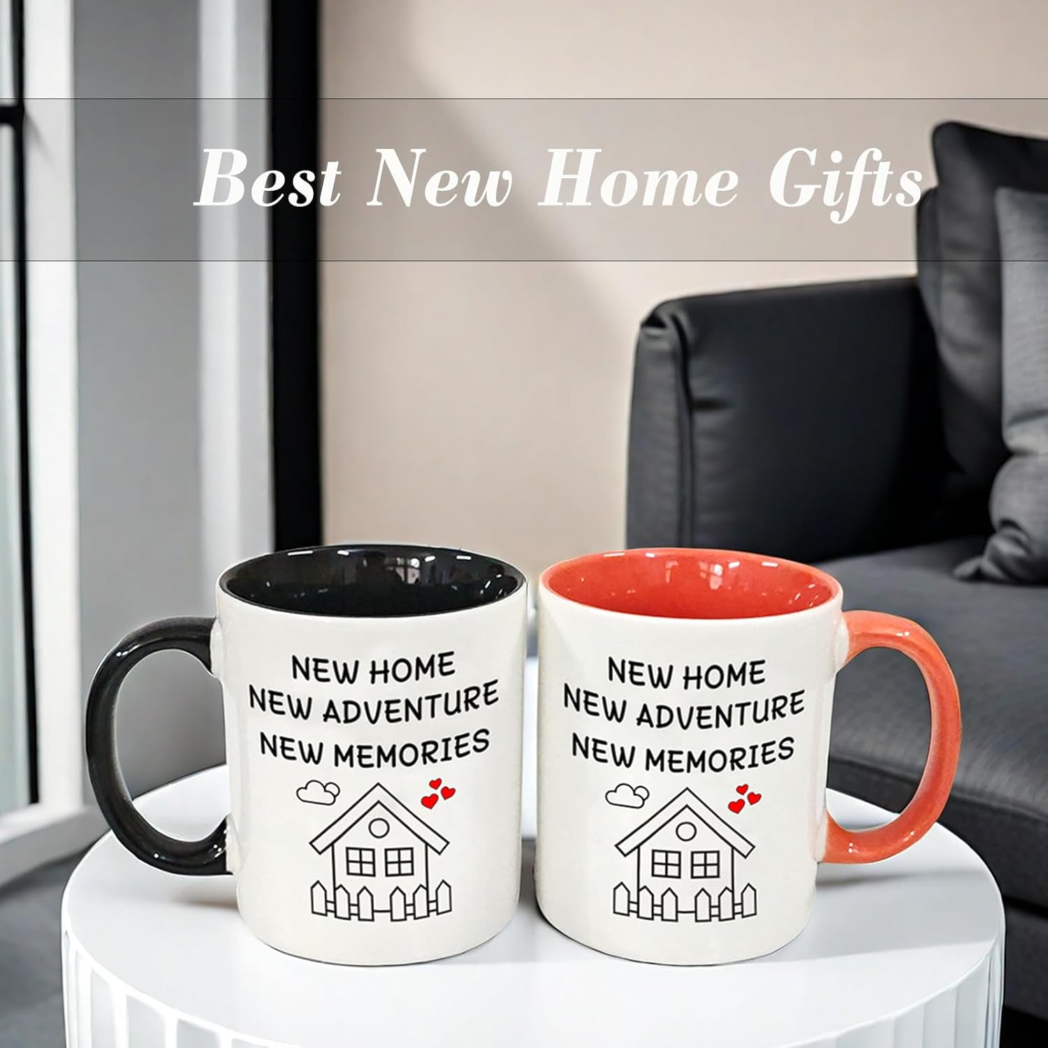 House Warming Gifts New Home Coffee Mug Set, Welcome First Time New Apartment Presents, Closing Gift for Home Buyers - 11oz Black&Pink - Image 6