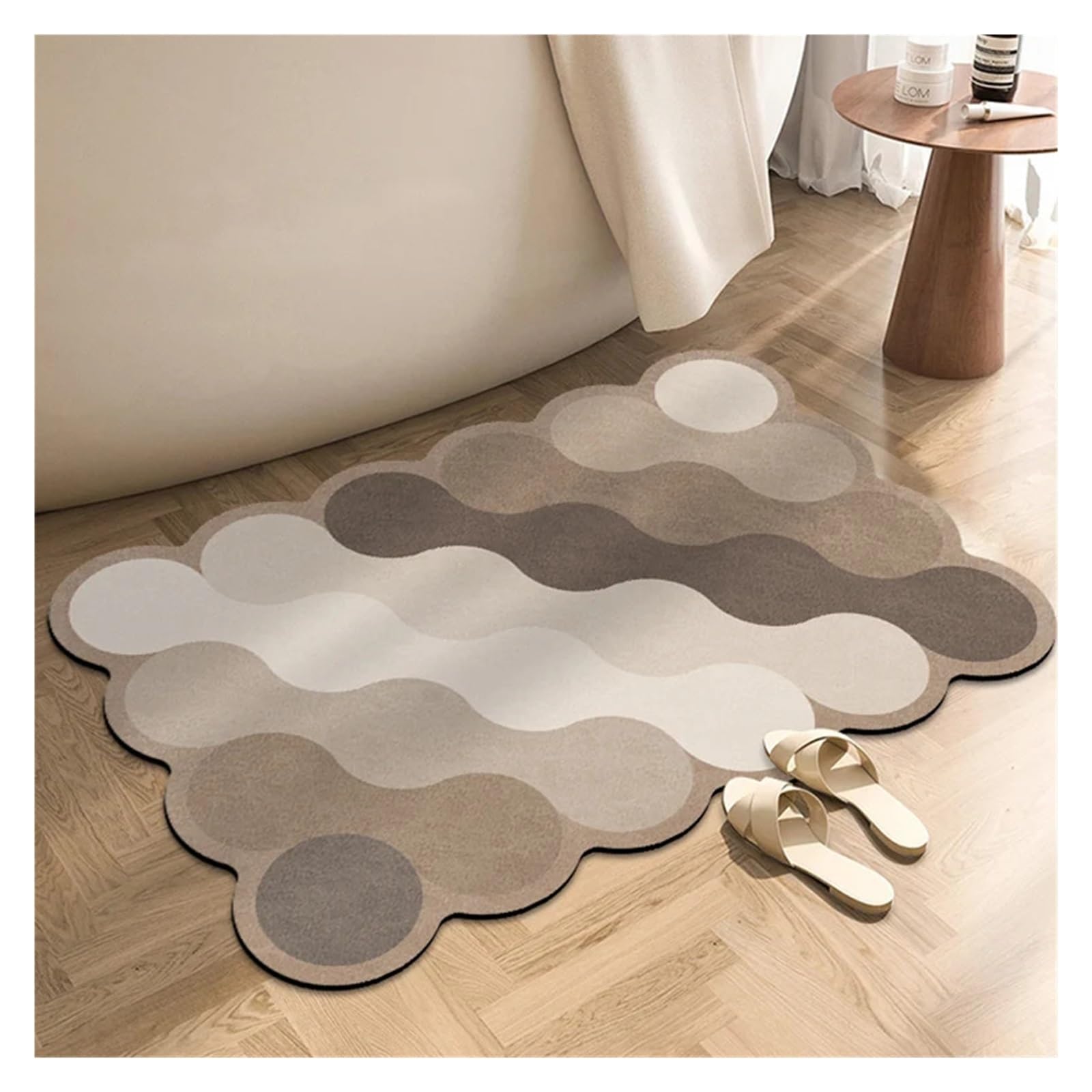 Alfombra de baño antideslizante lavable de secado rápido absorbente beige 60 x 90 cm, ideal para el hogar, suave, antideslizante, fácil cuidado, perfecta para duchas y baños.