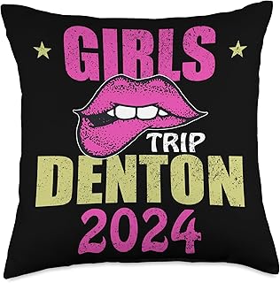 Denton 2024 Girls Trip Group Matching Party Weekend Throw Pillow