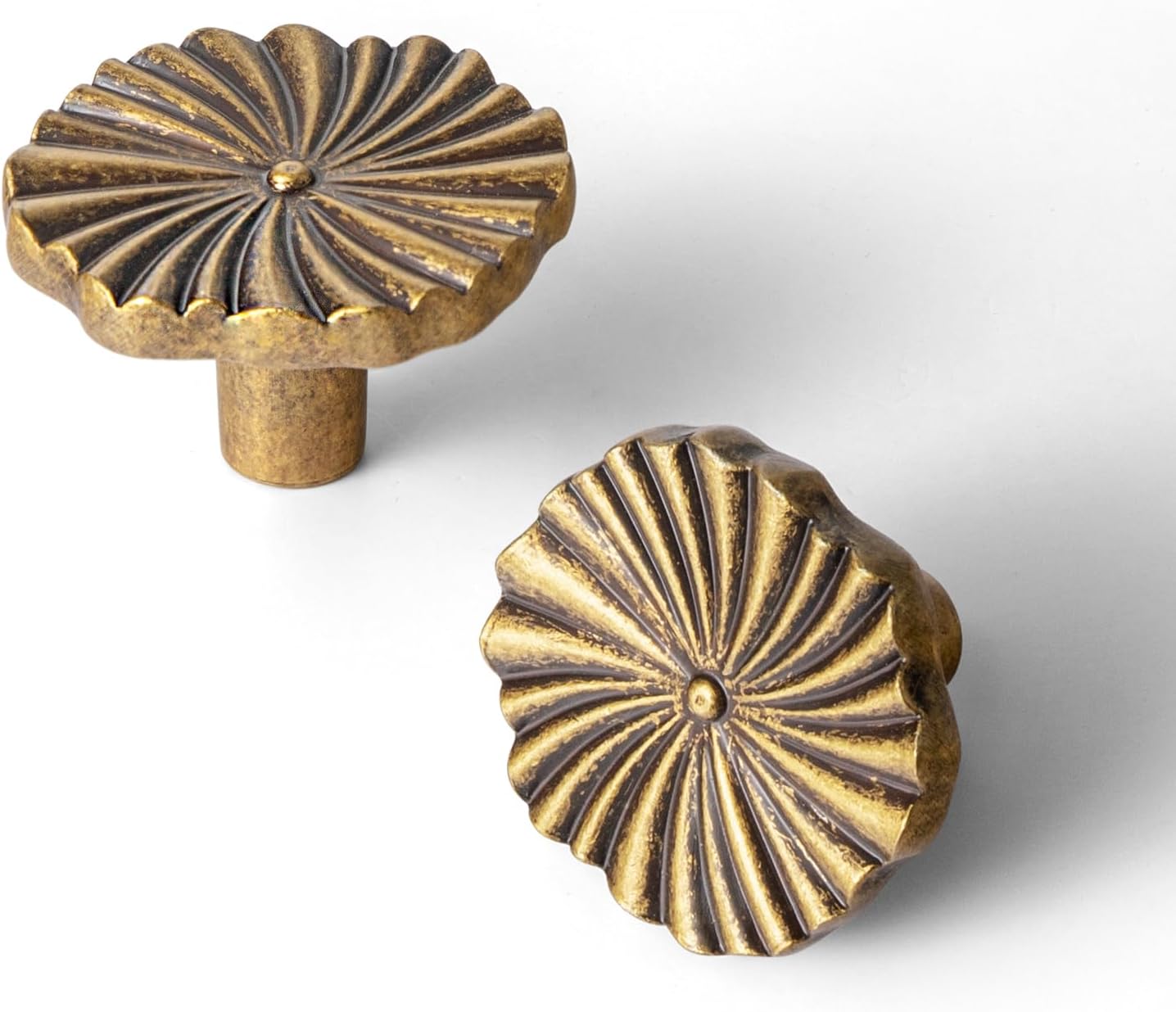 Goo-Ki 6 Pack Zinc Alloy Drawer Knobs-Antique Brass Cabinet Knobs with Flower Design