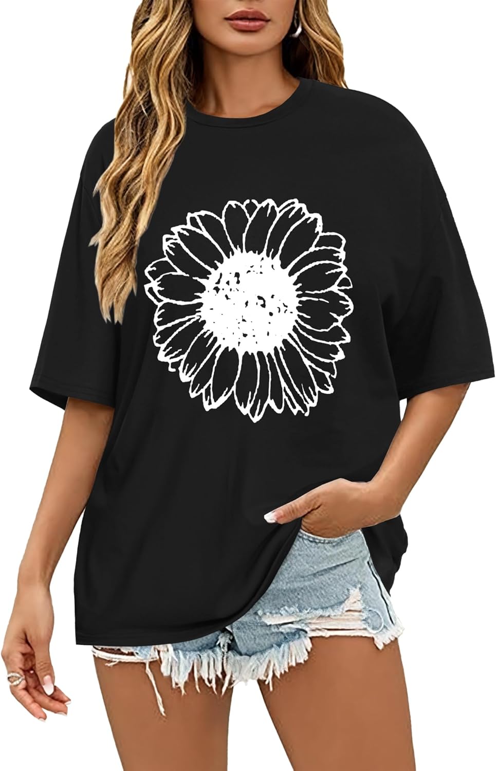 Womens Oversized T Shirts Loose Fit Graphic Tees Summer Casual Short Sleeve Tops - Image 3