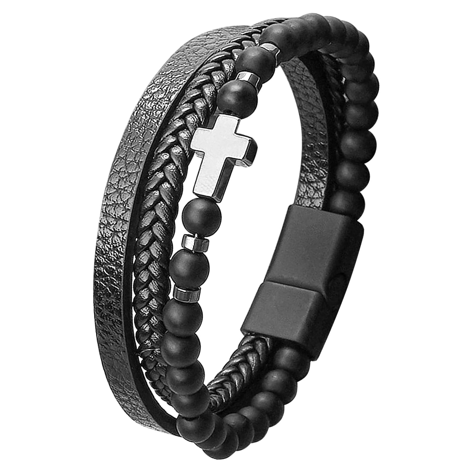 JUZICHENPulsera Hombre, Pulseras Cuero Hombre, Pulsera Árbol De La Vida, Pulseira Homem, Pulsera Hombre Acero Inoxidable, Regalos Para Hombre,Con Cierre Magnético