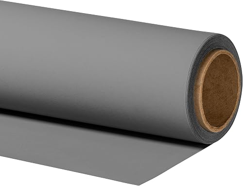 Walimex pro Fondo de Papel 1,35 x 10 m Gris, Robusto telón de cartón para Fotos, Lienzo fotográfico Backdrop para Estudios fotográficos, antirreflectante, Resistente, Ideal para Fotos de Productos