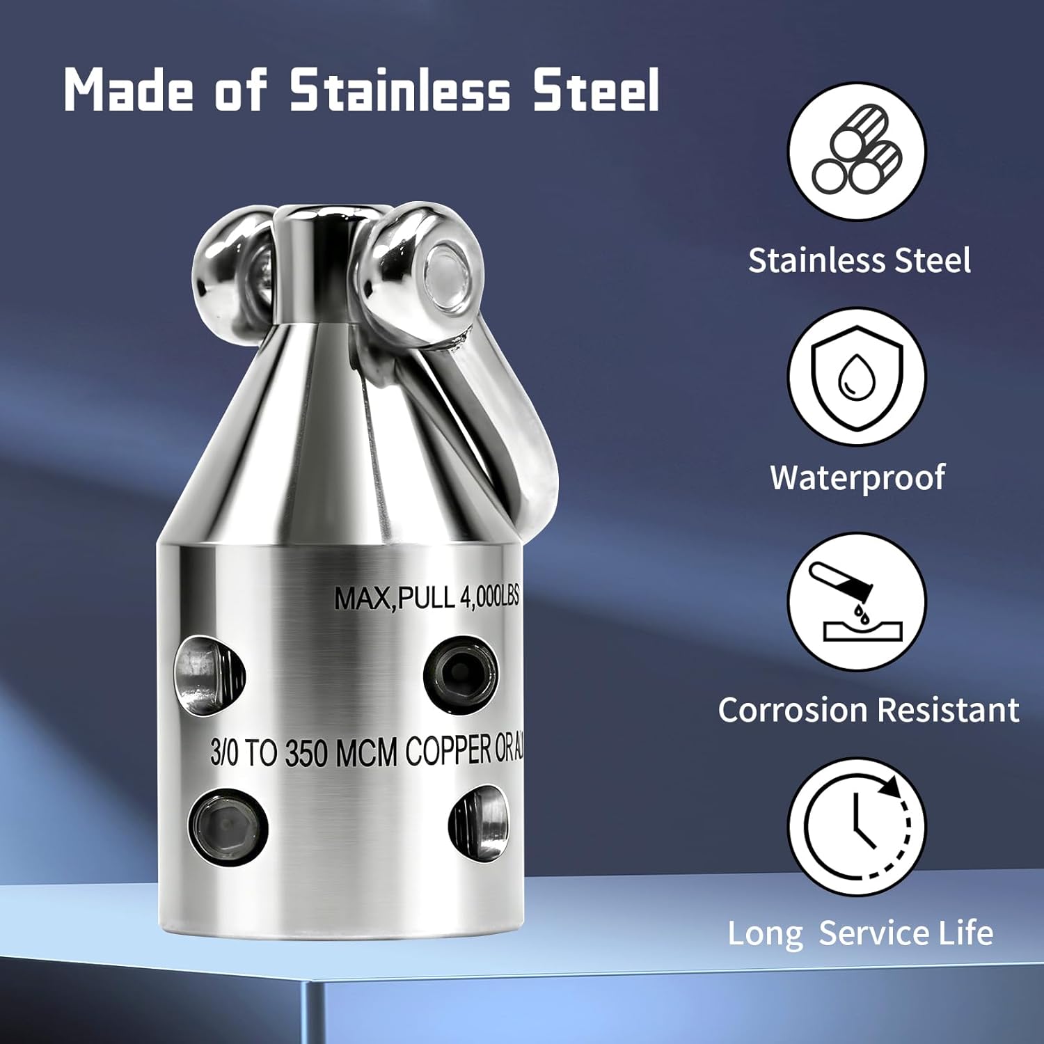 Penguin Puller SR. Wire Pulling Grip (69700) - 4000 lb Max Pull, Fits 3/0 to 350 MCM Copper/Aluminum Cable, Heavy-Duty Electrical Cable Pulling Head & Attachment for Electricians (SR)