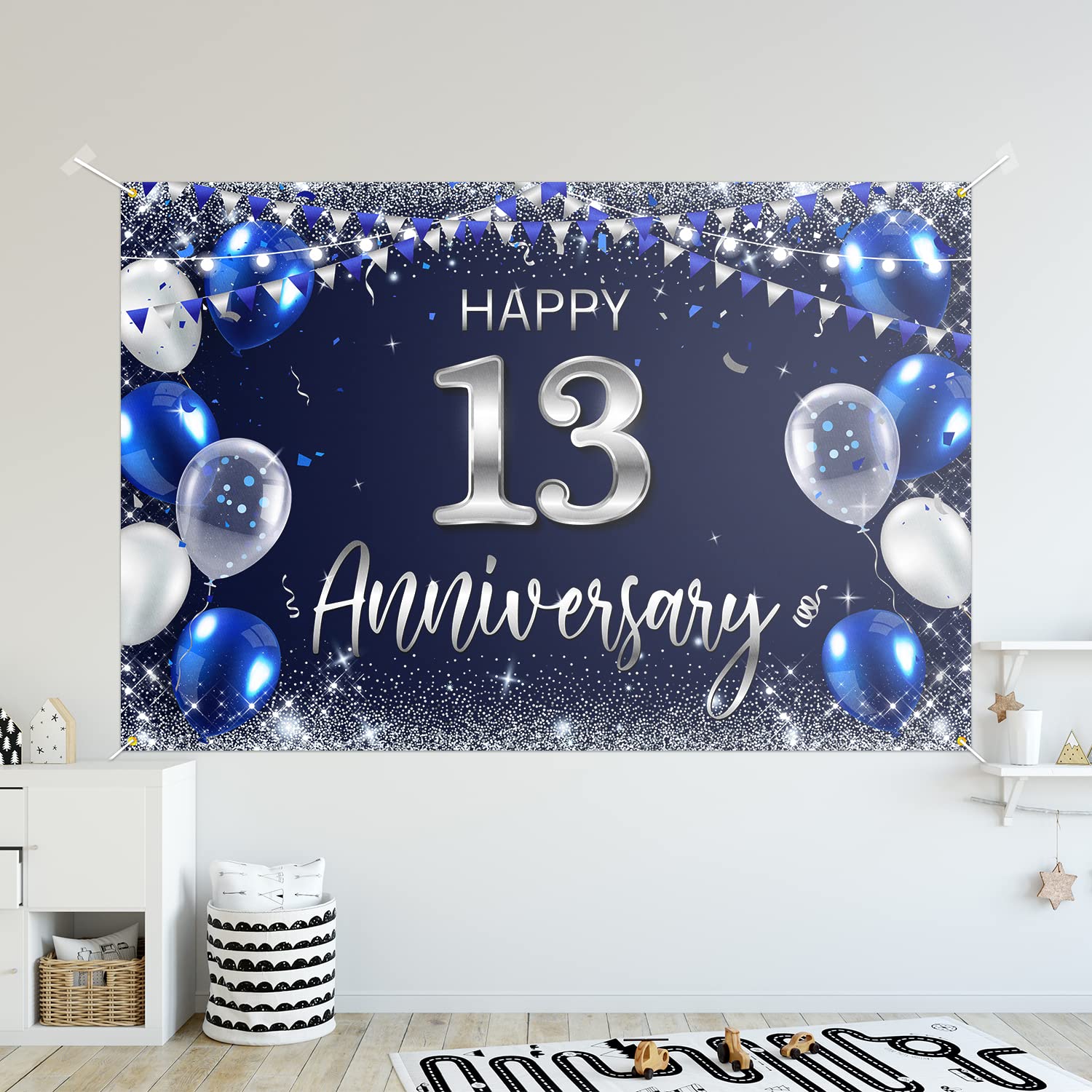 Amazon.com: Happy 13th Anniversary Backdrop Banner Decor Navy Blue
