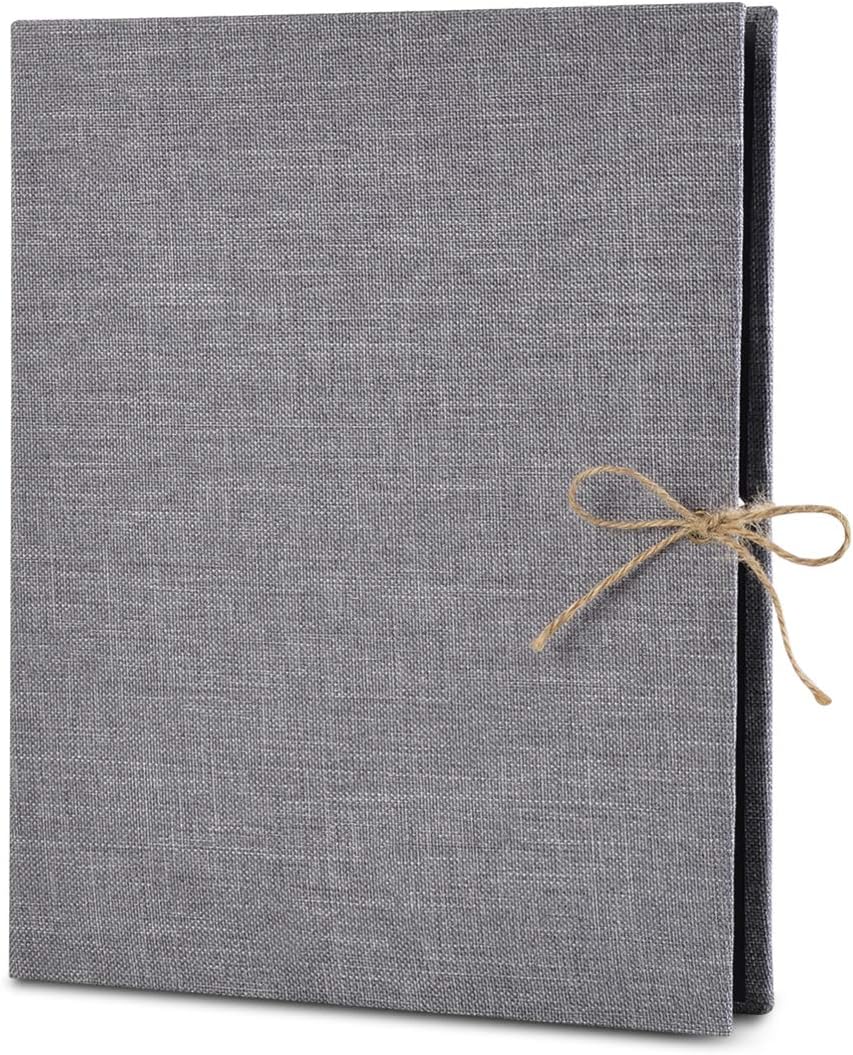 Photo Album Scrapbook, VEESUN Linen Refillable Scrap Book, Vintage Black Pages Memory Book, Back to School Gifts for Children, Birthday Gifts for Mum, Wedding Anniversary Presents for Men Women, Grey
