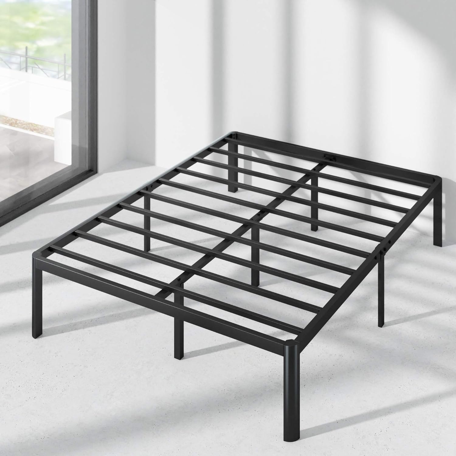 Zinus Van 16 Inch Metal Platform Bed Frame with Steel Slat Support / Mattress Foundation, King: Furniture & Decor