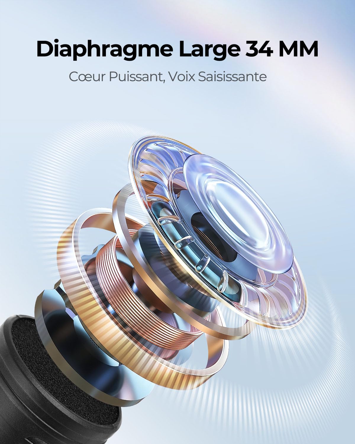 ALPOWL Microphone sans Fil, Double Micro sans Fil Bluetooth Dynamique Numérique avec Récepteur Rechargeable, Portée 60M, Microphone pour Chant, karaoké, Réunion, Église, Mariage