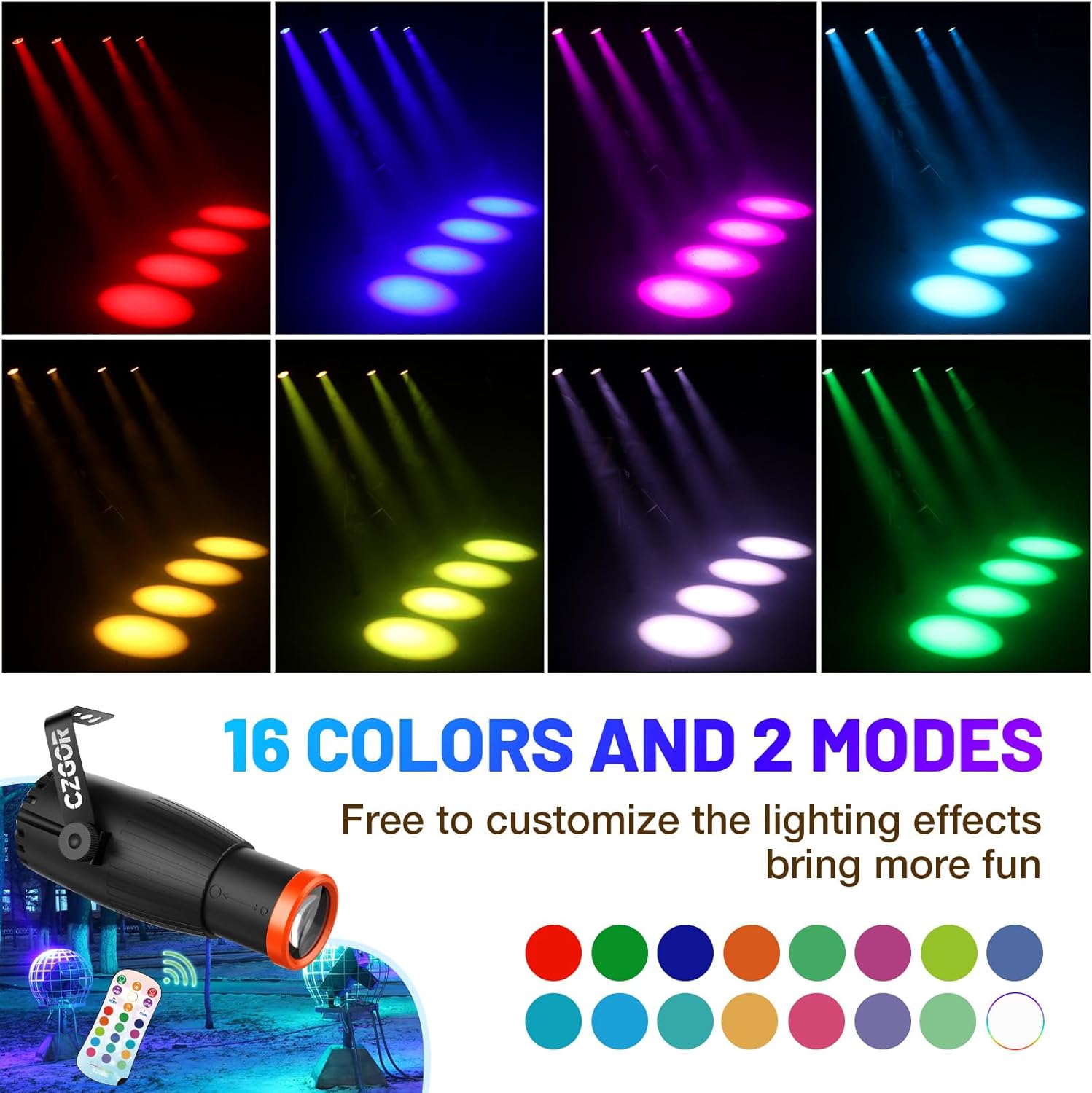 16ft Disco Ball Motor with Light & Pinspot Light with Remote