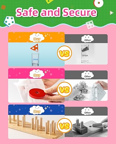 Miniatura 4 de SmileBank Juguetes Montessori para niños y niñas de 1, 2 y 3 años, juguetes de clasificación y apilamiento de madera, regalos juguetes para niños