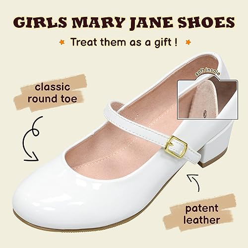 Miniatura 3 de Zapatos de vestir para niñas, zapatos de vestir Mary Jane para niñas, zapatos de princesa para boda, fiesta, niña, zapatos escolares de tacón bajo