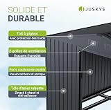 Juskys abri métallique XXL – Gris foncé, résistant aux intempéries avec Cadre de Fondation, Porte coulissante & verrouillable – pour Jardin & Stockage - 5
