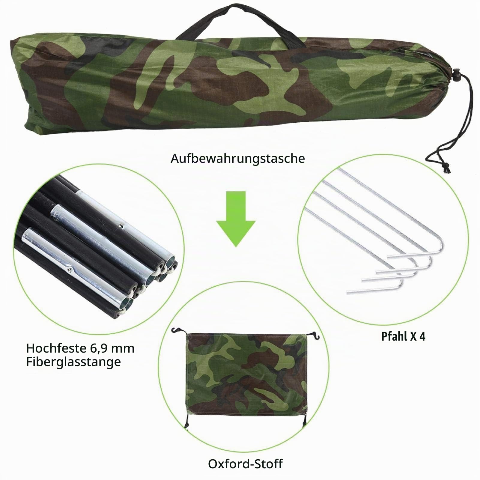 Camouflage Zelt Campingzelt Leicht zum Wandern im Freien