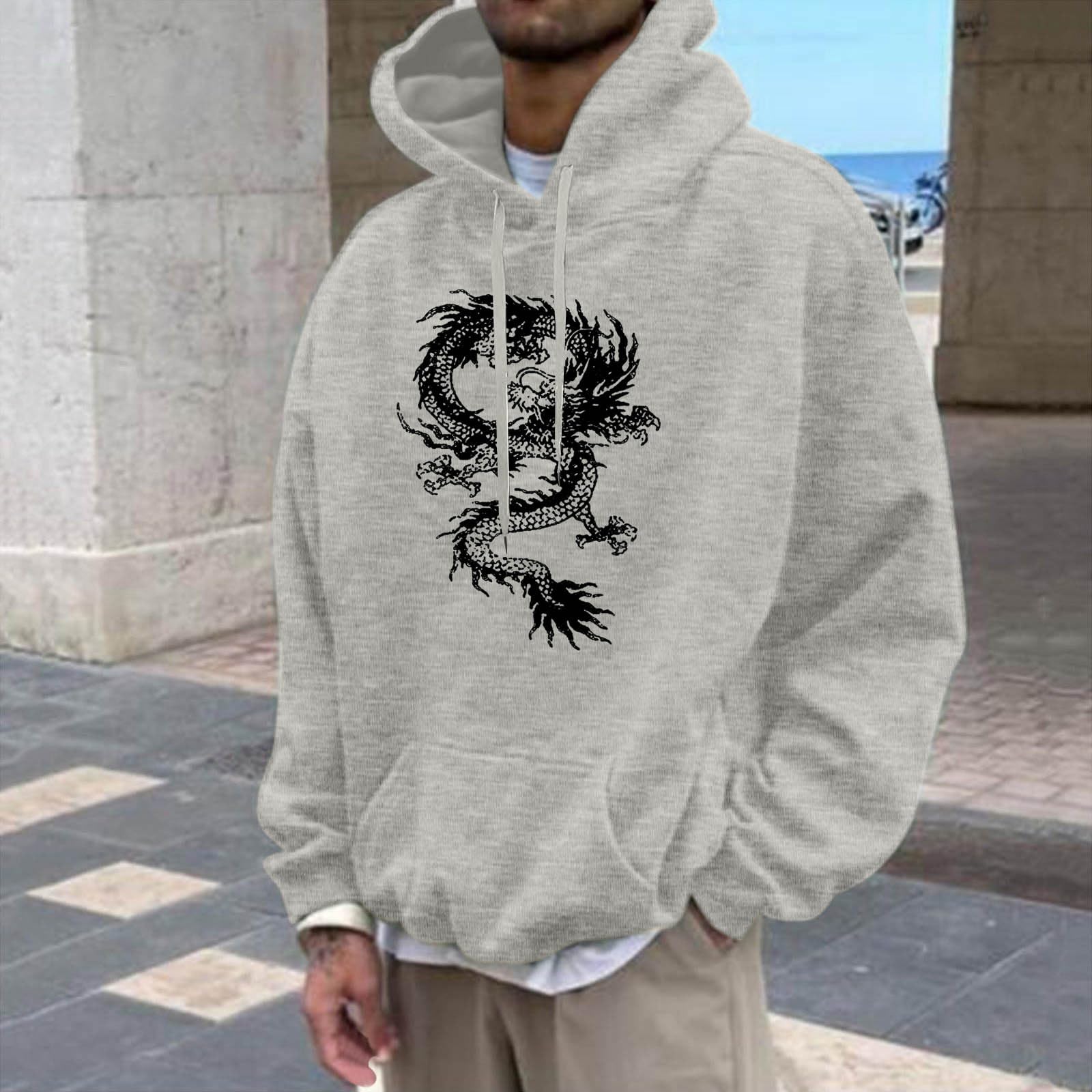 Genérico Sudaderas con Capucha De Manga Larga para Hombre Sudaderas con Capucha para Hombre Jersey Suéter Sudadera Sudadera De Cuello Redondo Polar Peso Medio Talla Normal O Y Larga